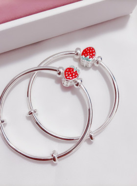 香港正生纯银推拉手镯9999女可爱