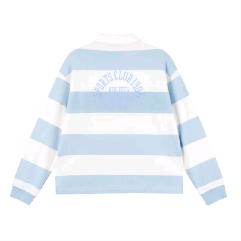 New Balance 女美式复古条纹休闲运动Polo衫5FD38542-LBL - 图0