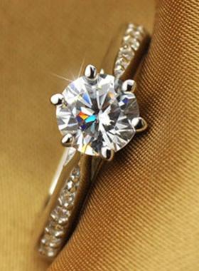 JZ016香儿银新款六爪饰品简单70分钻戒仿钻女款日韩版求结婚礼物