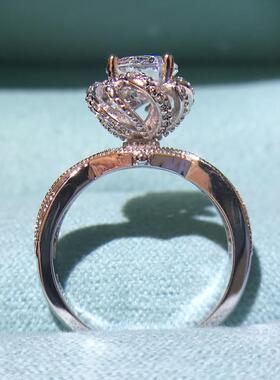 JZ248钻戒花苞高托缠绕爱神降临1.5克拉戒指华丽宫廷镂空