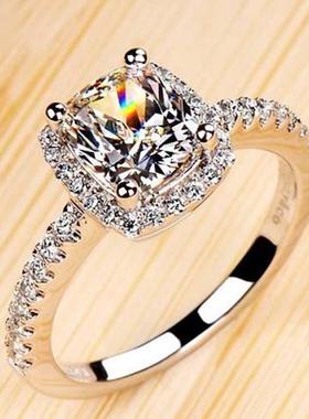 DZ192公主方925仿真钻石戒指