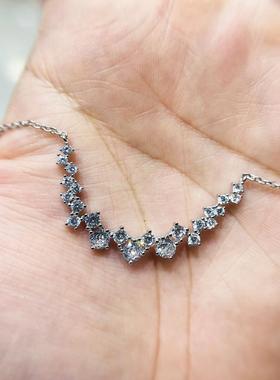 DZ144满天星星闪亮女款仿钻项链白铜皇冠项坠子锁骨链毛衣链吊坠