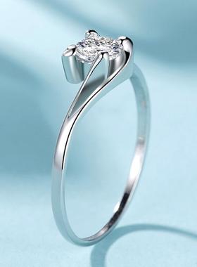 JZ287扭臂天使之吻结婚订婚仿真钻35分求婚小钻石迷你韩版戒指