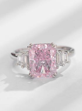 K918 长方倒角加厚冰花切8×10海兰高碳钻女款戒指钻戒黄钻手饰