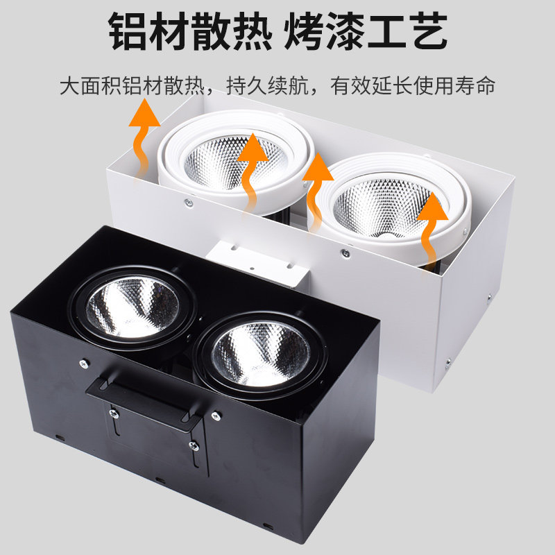 Square Tong Bold Lamp Square Tong Special Lamp Aluminum Wood Square Tong LED Square Double Head Surface Mounted Grille Downlight Spotlight Embedded