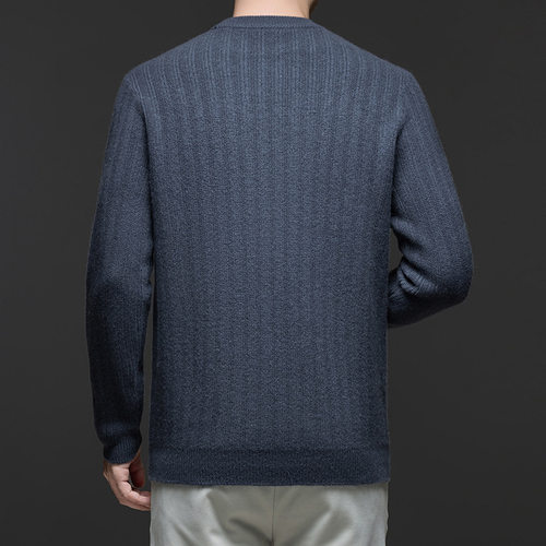 【100%山羊绒】冬季加厚7针打花工艺羊绒衫全身针法针织打底衫男 - 图2