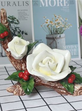 陶瓷田园风手绘拈花露台趣味摆件