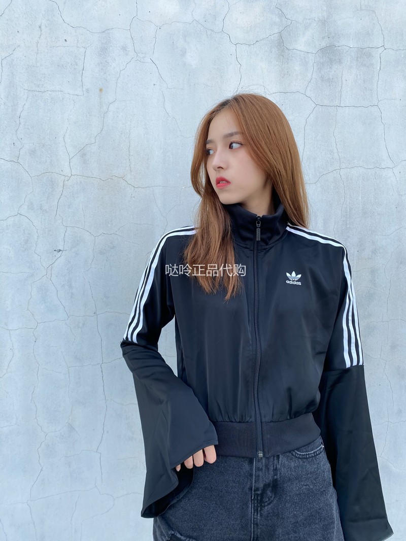 adidas三叶草喇叭袖女子高腰短款夹克外套 ED4772 FL0055 ED4773 - 图1