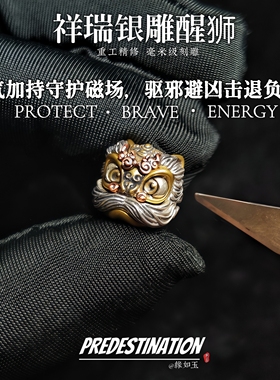 缘如玉S999足银醒狮手串情侣款银曜石复古高级猫眼石手链520礼物