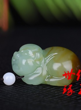 新疆和田玉且末料糖白金猪发财猪