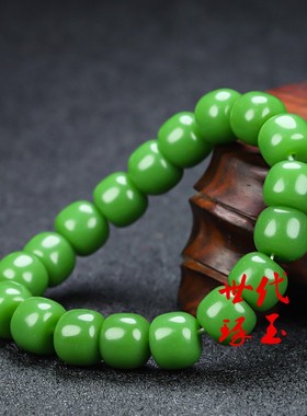 和田玉碧玉手串新疆玉老型珠手链玉石桶珠手串碧玉手链配饰挂件