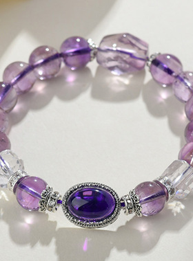 天然紫塔晶紫水晶魔盒手链 九紫离火新中式时尚大气新手串