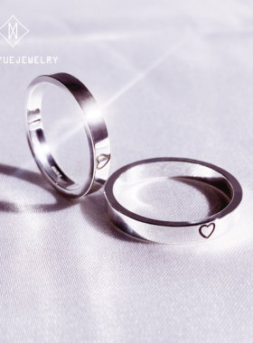 追月原创爱心情侣对戒刻字定制