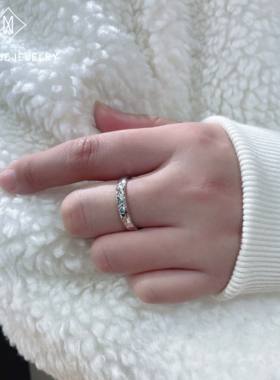 追月银饰情侣对戒字母刻字定制