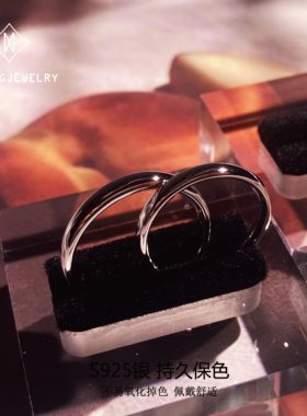 追月情侣925银简约素圈