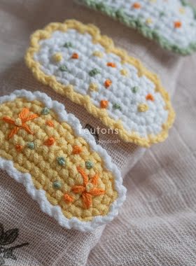 手作童话风复古毛线发夹刺绣