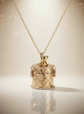 欧美单 四月的格蕾丝可开合小熊包项链