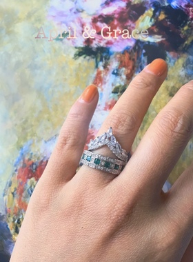 四月的格蕾丝出口复古fiamma王冠戒指搭配戒指