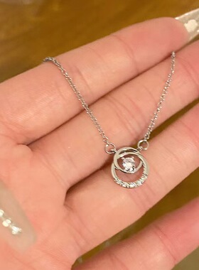 莫比乌斯双环闪耀碎钻小清新简约气质优雅时尚百搭轻奢风女款项链