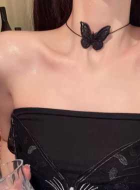 纯欲辣妹蕾丝蝴蝶结choker颈链女项链配饰锁骨链颈带甜美脖子配饰