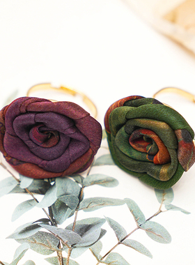 香云纱手工玫瑰指环时尚