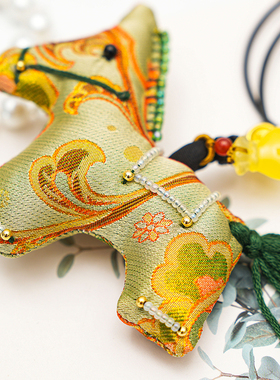 小马项链手工钉珠宋锦桑蚕丝情侣真丝时尚挂链