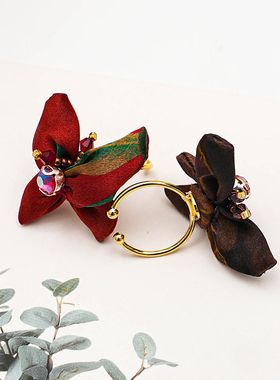 香云纱真丝蝴蝶指环百搭