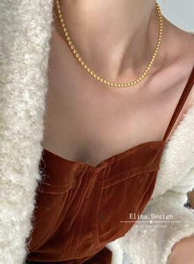 精致简约高级感小众时尚百搭浅金色baby珠小米粒正圆珍珠锁骨链