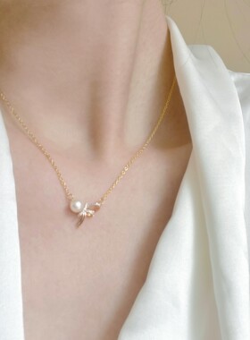 24年新款情人节爆款精致百搭天然淡水珍珠法式丝带锁骨链项链女