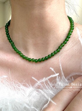 新中式风精品锁骨链绿玉髓