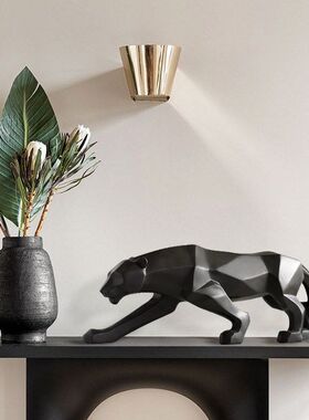 跨境金钱豹子摆件欧式创意酒店样板间售楼处办公室玄关艺术摆设