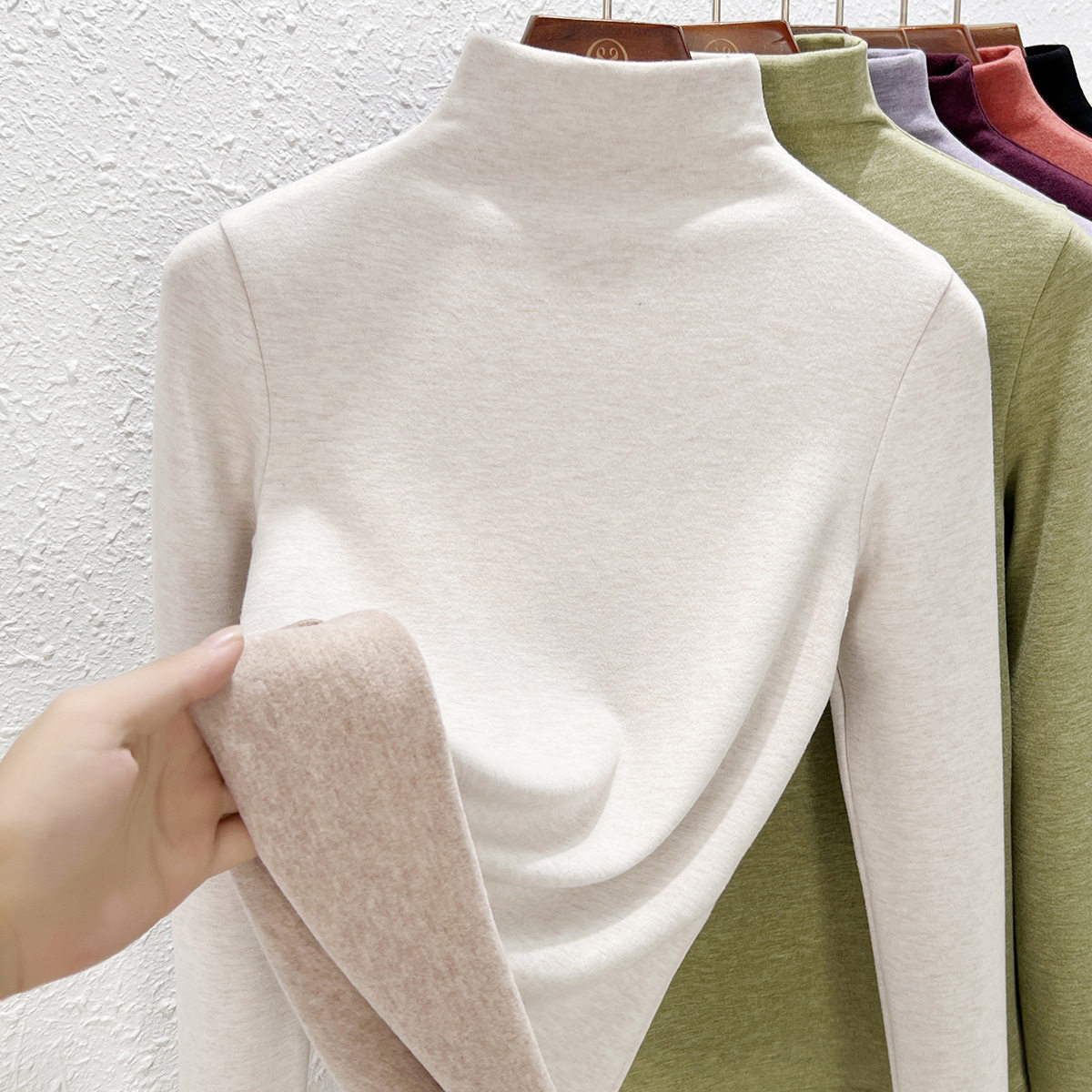 秋冬季蚕丝羊绒双面德绒半高领打底衫女加绒加厚保暖洋气长袖上衣,淘宝优惠券,粉丝福利购,淘宝优惠卷