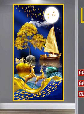 壁画玄关无高端贴画自粘入户