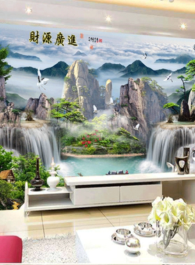 防水客厅新中式可以壁画不反光3D