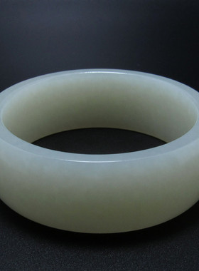 鉴玉 细腻油润新疆和田玉白玉手镯厚桩小口径白玉镯子54mm送证书2