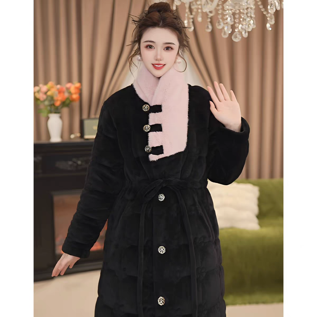 雅姿达女士三层夹棉家居服长袖睡衣女冬款套装加绒保暖夹棉睡袍女,淘宝优惠券,粉丝福利购,淘宝优惠卷