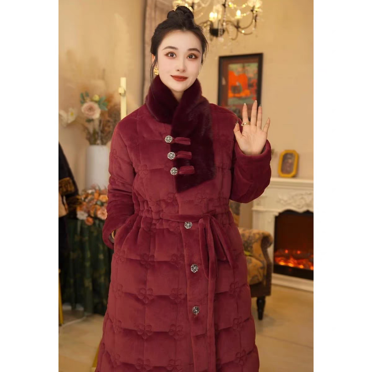 雅姿达女士三层夹棉家居服长袖睡衣女冬款套装加绒保暖夹棉睡袍女,淘宝优惠券,粉丝福利购,淘宝优惠卷