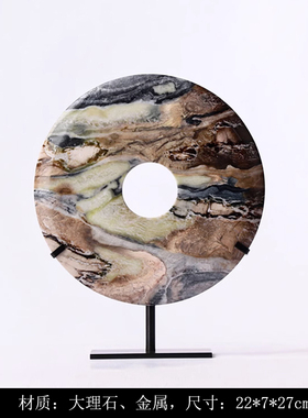 轻奢简约大理石艺术品售楼处软装饰品样板房间酒店别墅新中式摆i.