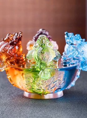 招财进宝金蟾聚宝盆摆件开业送礼