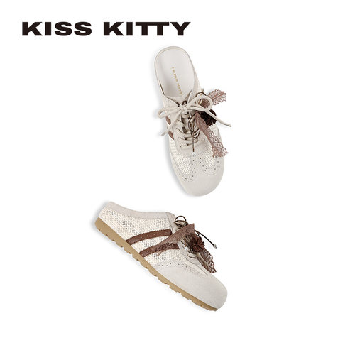 KISSKITTY厚底勃肯鞋女外穿26春季新款包头德训一脚蹬编织拖鞋 - 图2