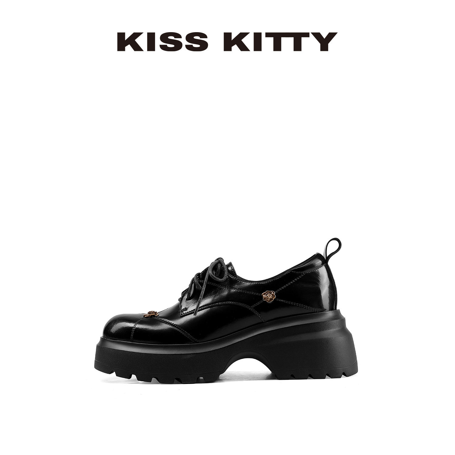 KISSKITTY一脚蹬乐福鞋女厚底粗跟英伦风小皮鞋通勤百搭增高单鞋,淘宝优惠券,粉丝福利购,淘宝优惠卷