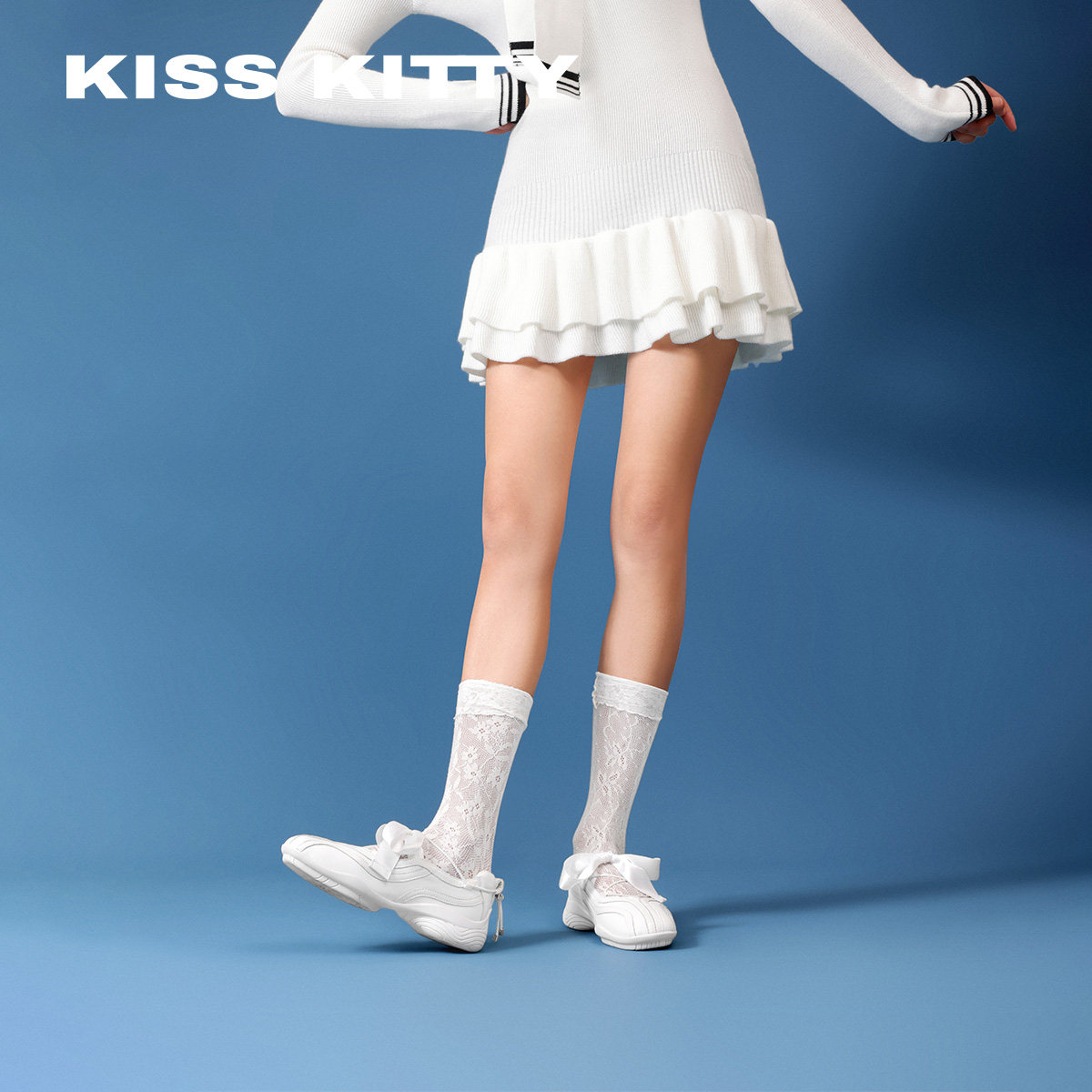 KISSKITTY柔雾 运动休闲鞋不累脚26年春新款蝴蝶结芭蕾单鞋羊皮垫,淘宝优惠券,粉丝福利购,淘宝优惠卷