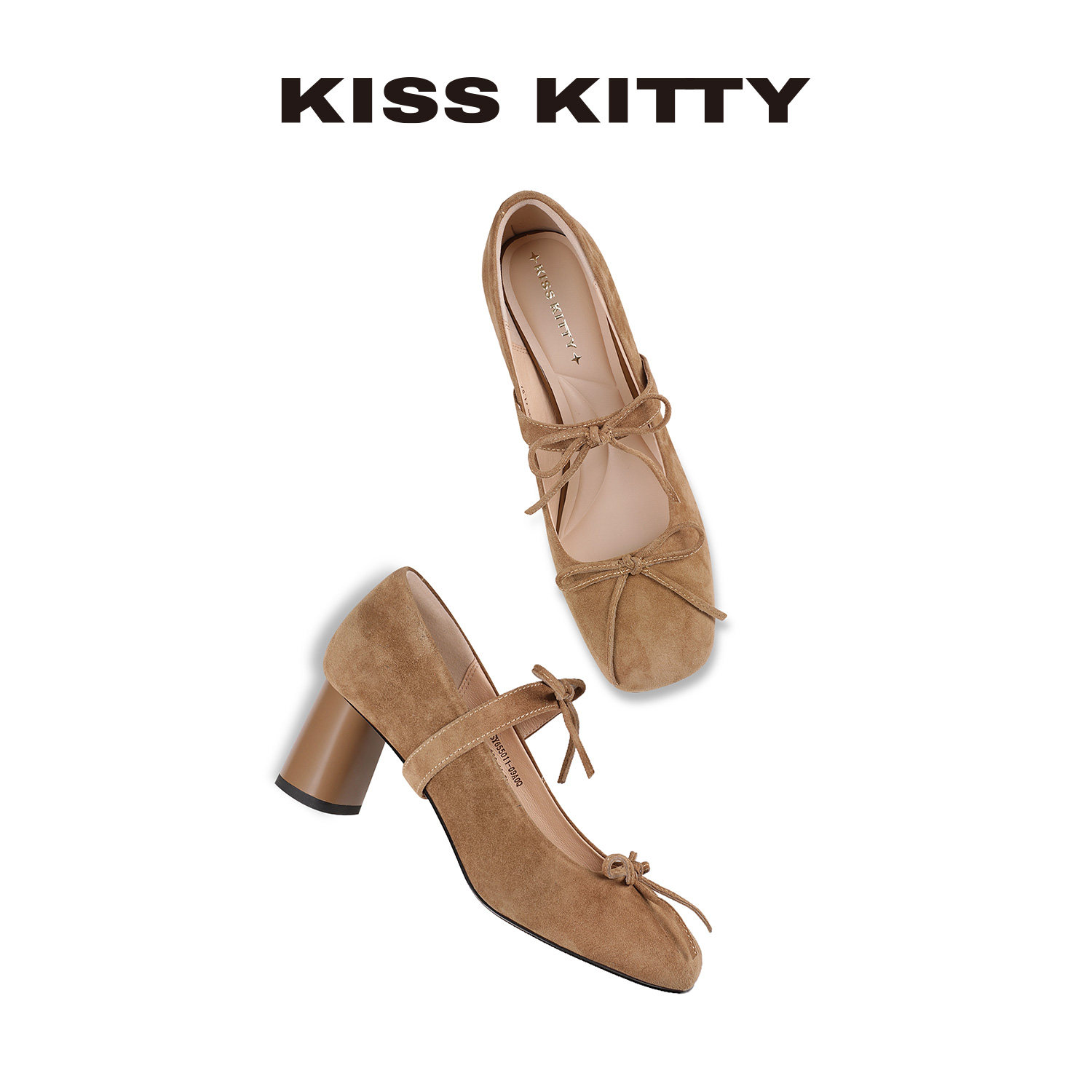 KISSKITTY玛丽珍芭蕾鞋女2025秋季新款粗跟法式蝴蝶结高跟单鞋,淘宝优惠券,粉丝福利购,淘宝优惠卷