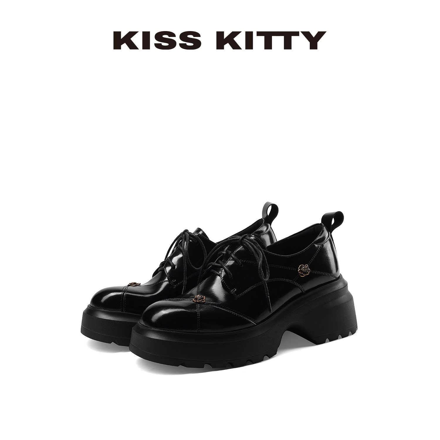 KISSKITTY一脚蹬乐福鞋女厚底粗跟英伦风小皮鞋通勤百搭增高单鞋,淘宝优惠券,粉丝福利购,淘宝优惠卷