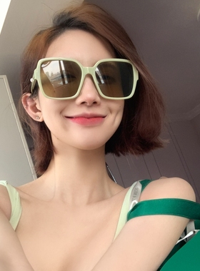 果绿色小清新大方框遮脸显瘦墨镜