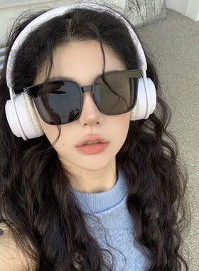 时尚百搭轻盈款折叠太阳镜易收纳方圆脸墨镜女款2024新款防晒黑色