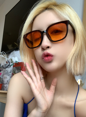 黑框橙色吸睛防晒墨镜网红款