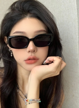 防晒方框美式黑色方圆脸太阳镜女