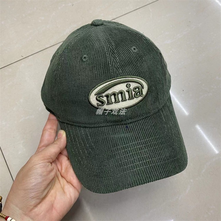 灯心条绒彩色刺绣明星同款男女式秋冬潮韩国版百搭软顶可调棒球帽