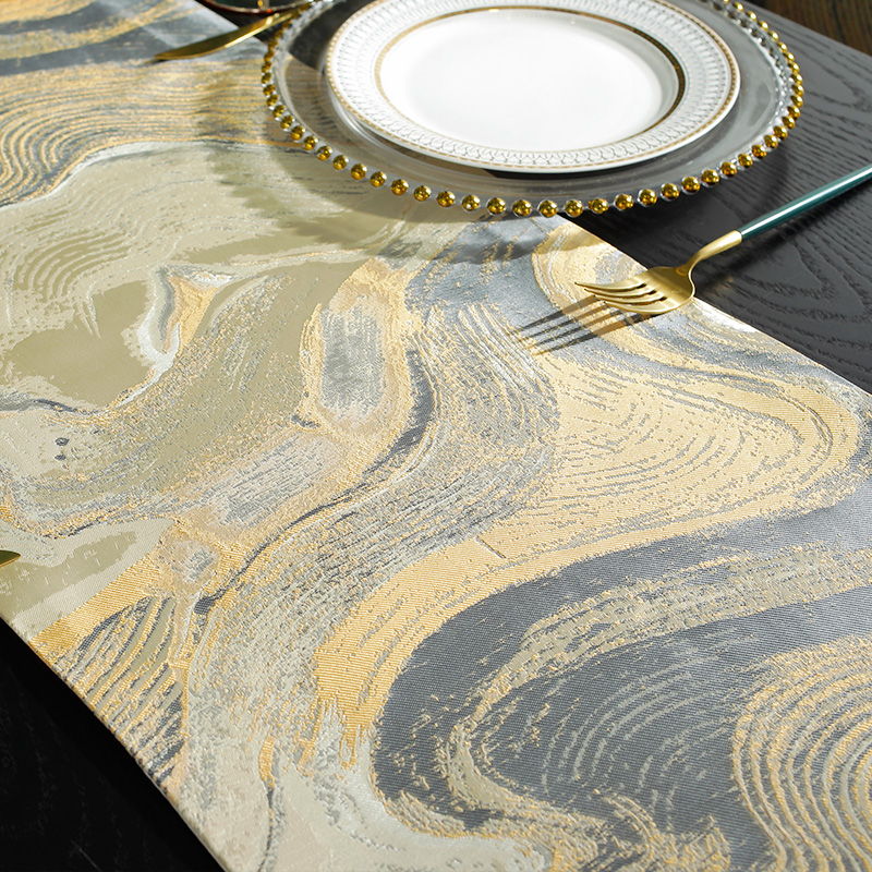 水墨餐桌桌旗茶席新中式轻奢高档美式法式复古茶几电视柜长条桌布,淘宝优惠券,粉丝福利购,淘宝优惠卷